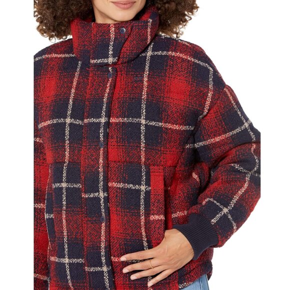 Levi's Stand Collar Wool Puffer Plaid Jacket - Picture 3 of 11